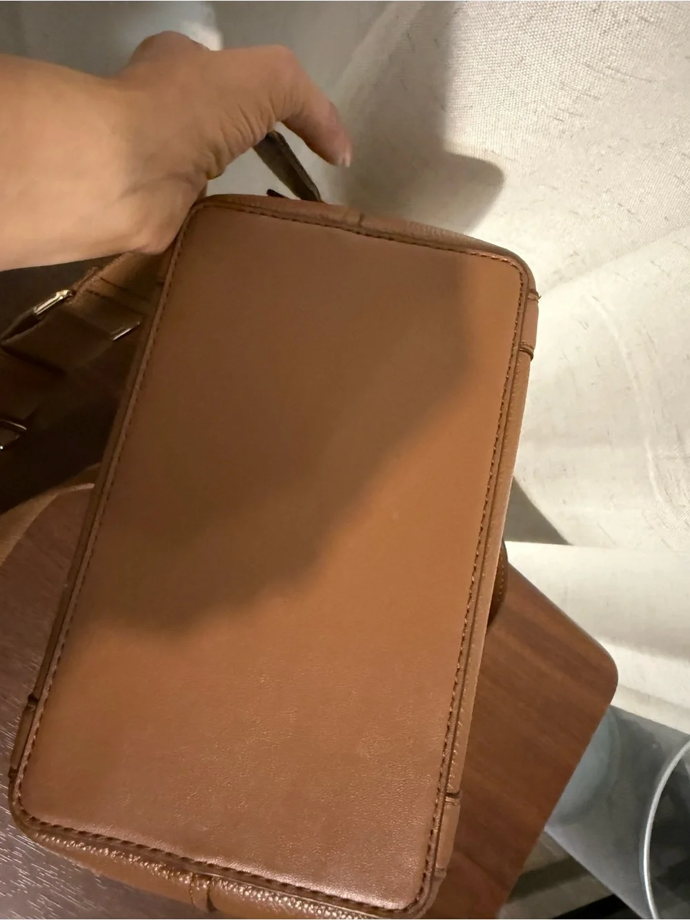 Michael Kors Brown Pebbled Leather Tote with Gold MK Accent